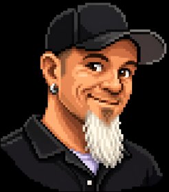 8-bit pixel art version of Destery Hildenbrand grinning